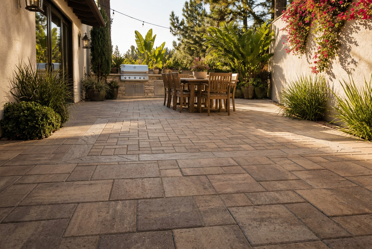 Belgard paver patio installed in a Camarillo, California backyard courtyard