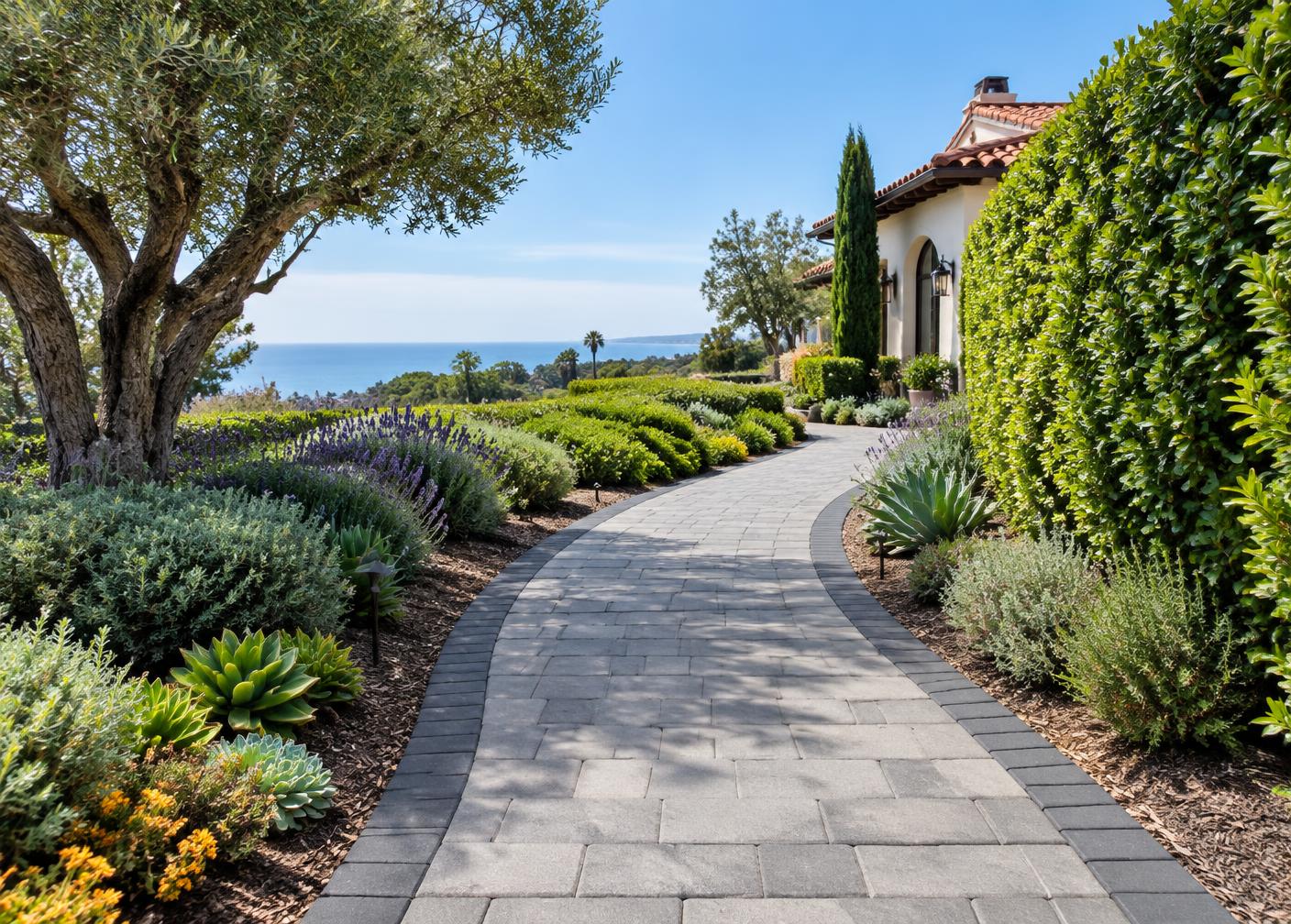 Interlocking concrete paver walkway design inspiration for Montecito, California homes