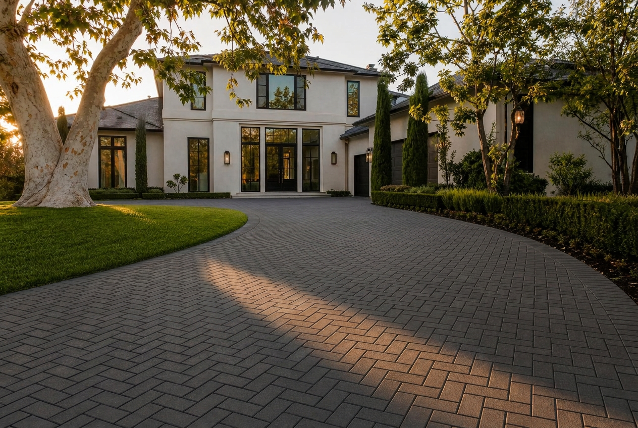 Luxury paver driveway installation