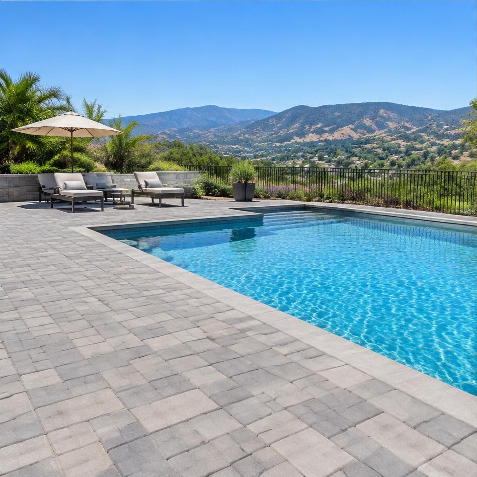 Concrete paver pool deck design inspiration for Moorpark, California homes