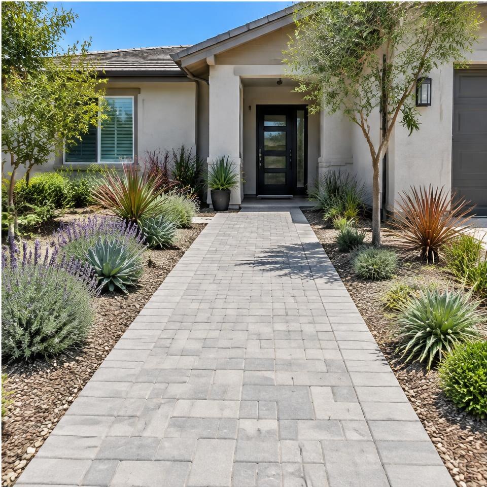 Interlocking concrete paver walkway design inspiration for Calabasas, California homes