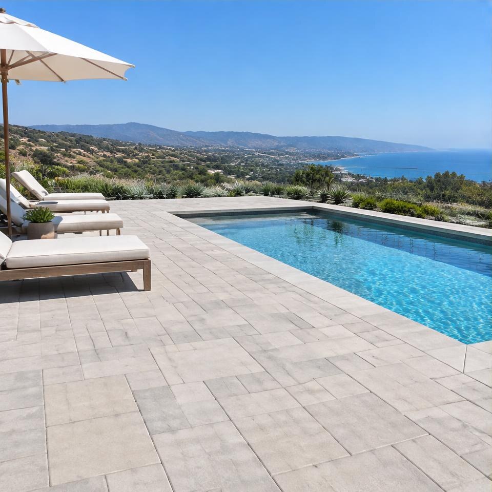 Concrete paver pool deck design inspiration for Goleta, California homes