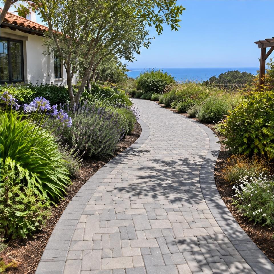 Interlocking concrete paver walkway design inspiration for Goleta, California homes