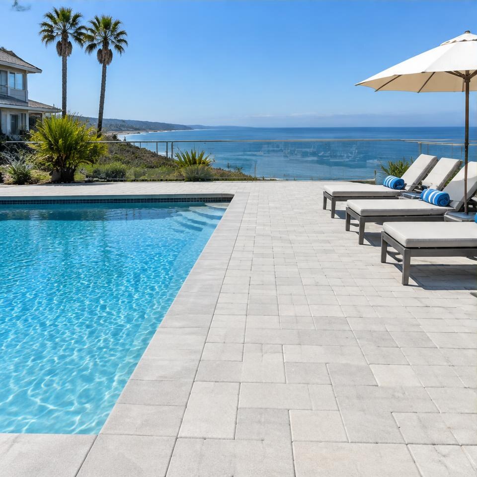 Concrete paver pool deck design inspiration for Port Hueneme, California homes