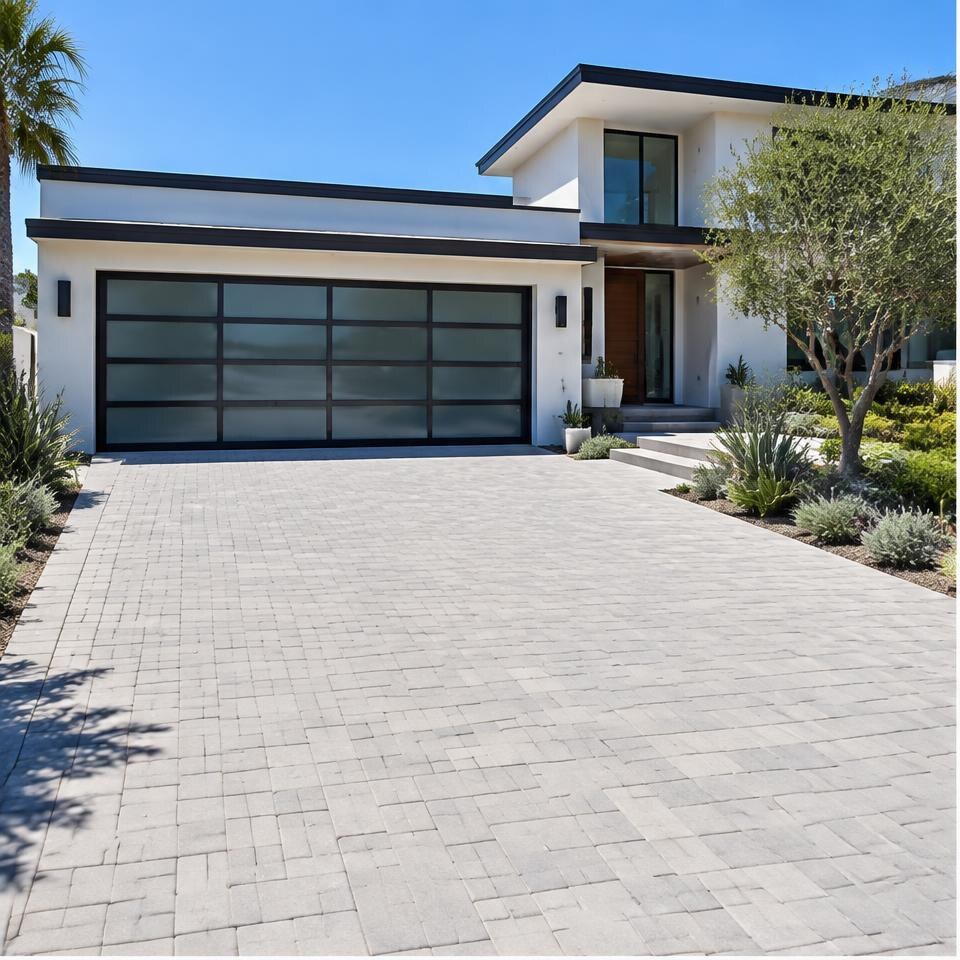 Interlocking concrete paver driveway design inspiration for Bel Air, California homes
