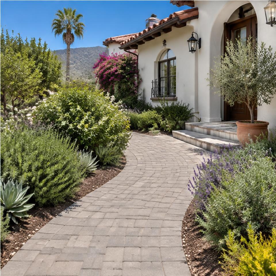 Interlocking concrete paver walkway design inspiration for Santa Barbara, California homes