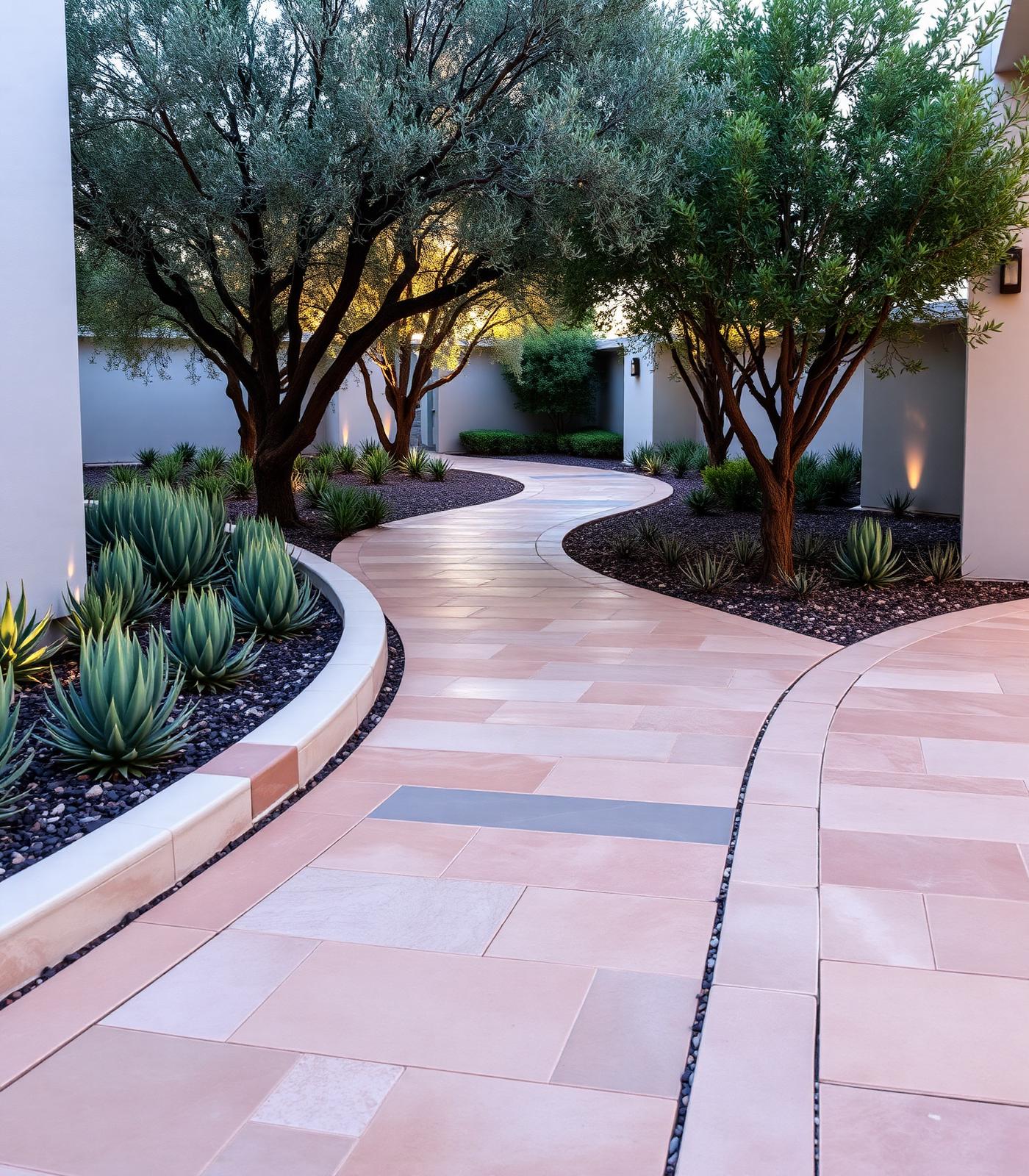 Elegant paver walkway