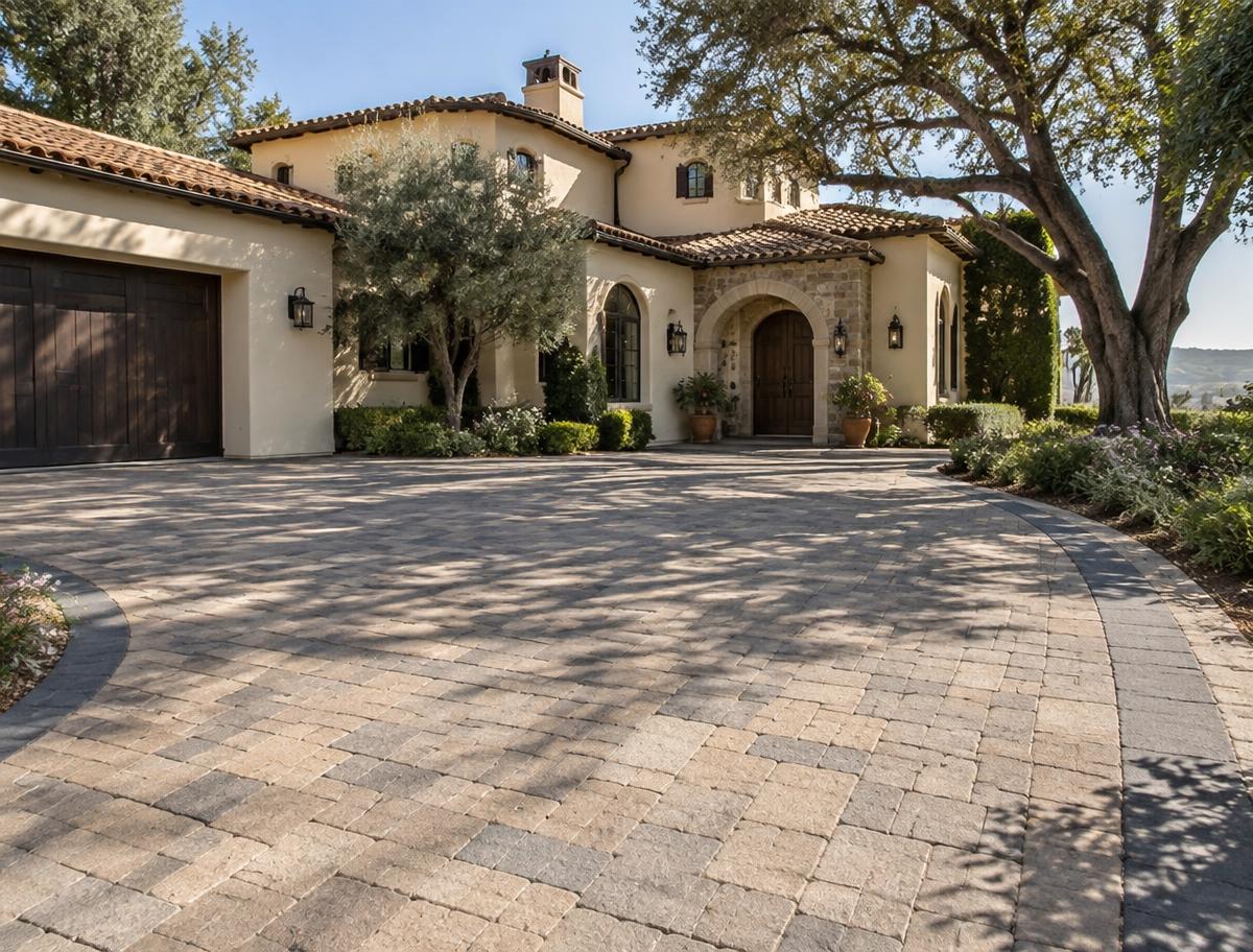 Tumbled paver motor court in Lynn Ranch, Thousand Oaks, California
