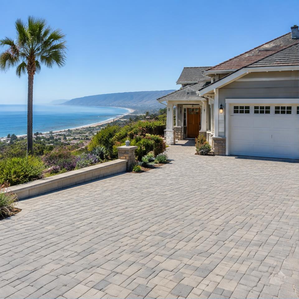Interlocking concrete paver driveway design inspiration for Ventura, California homes