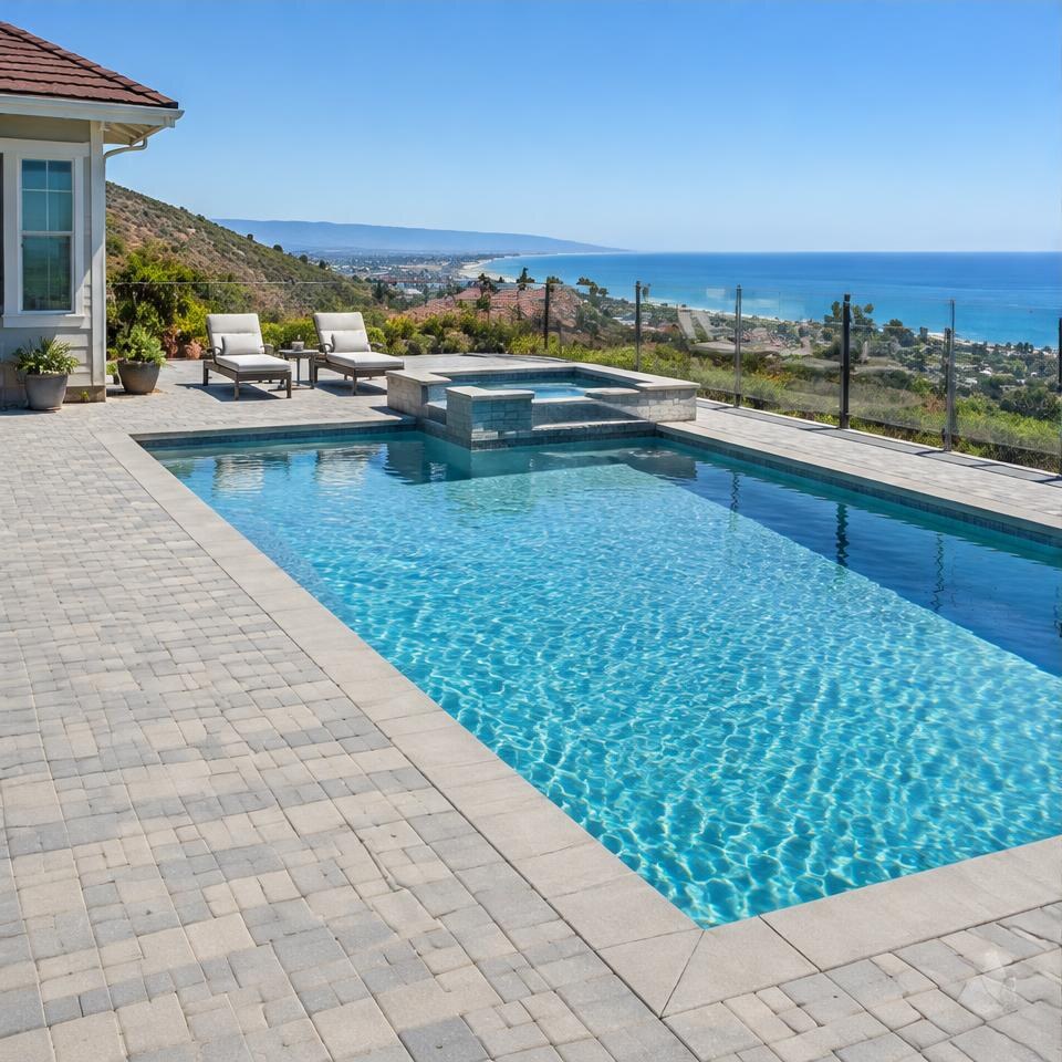 Concrete paver pool deck design inspiration for Ventura, California homes