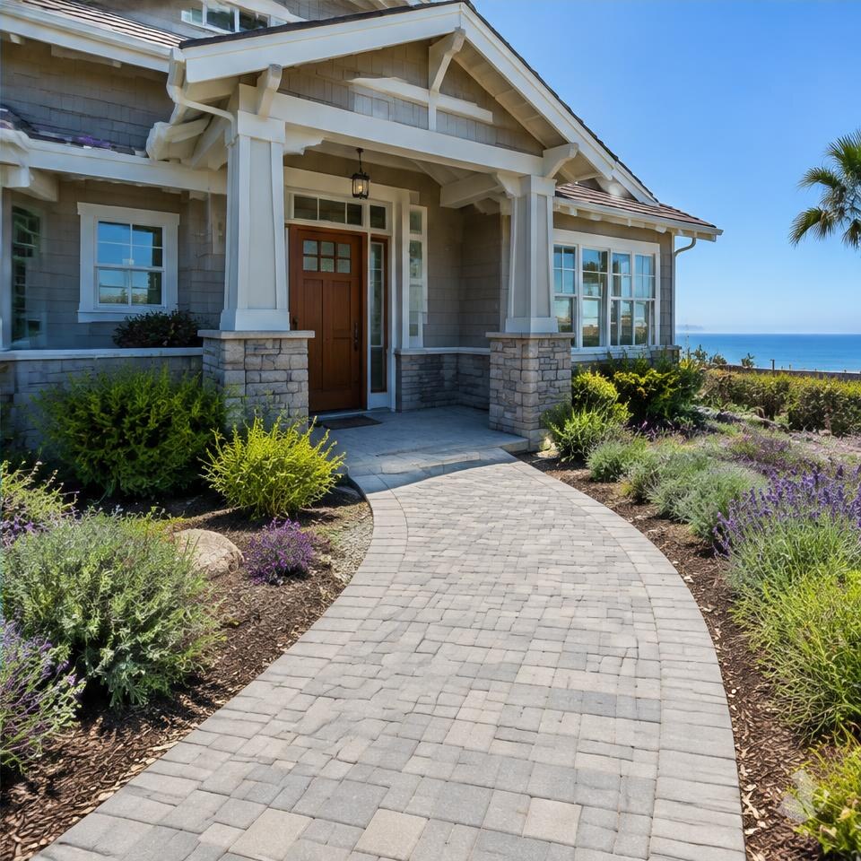 Interlocking concrete paver walkway design inspiration for Ventura, California homes